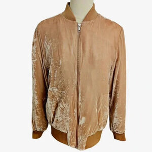 Madewell Silk and Rayon Velvet Bomber Jacket Size Medium